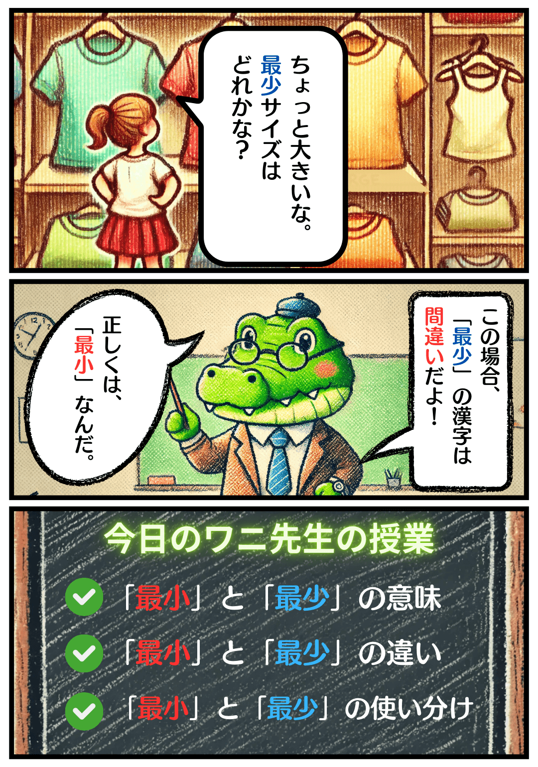 「最小」と「最少」の違いとは？の冒頭マンガ