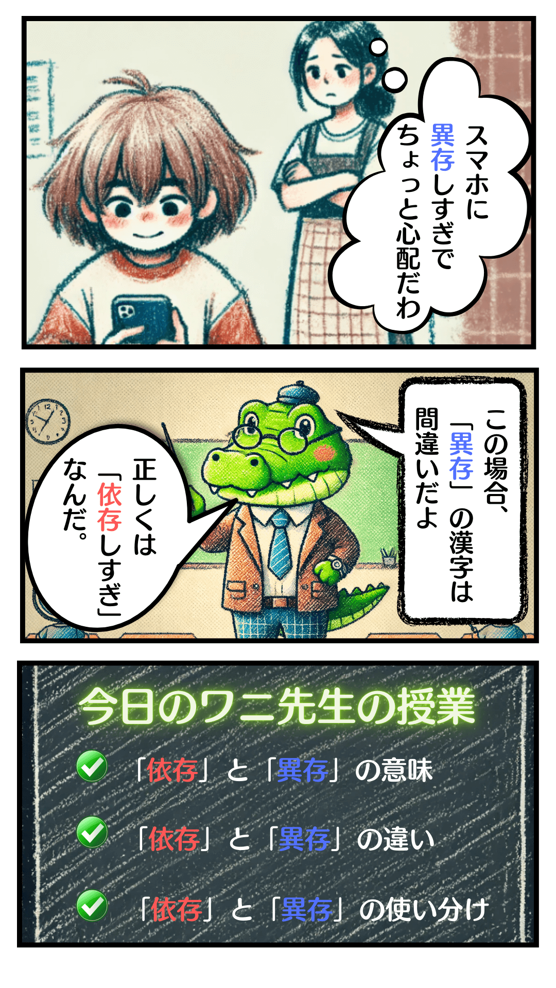 「依存」と「異存」の違いとは？の冒頭マンガ