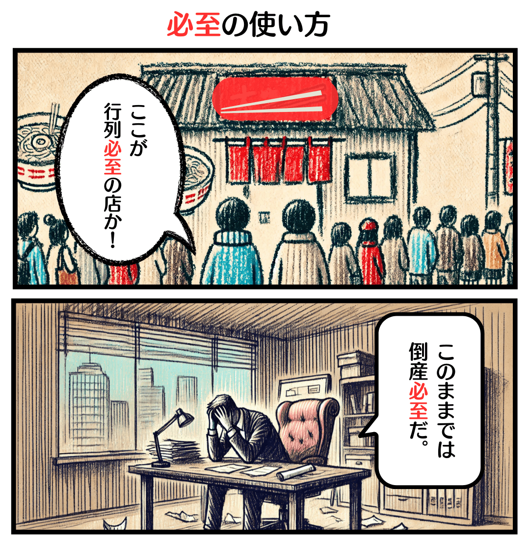 必至の使い方のマンガ