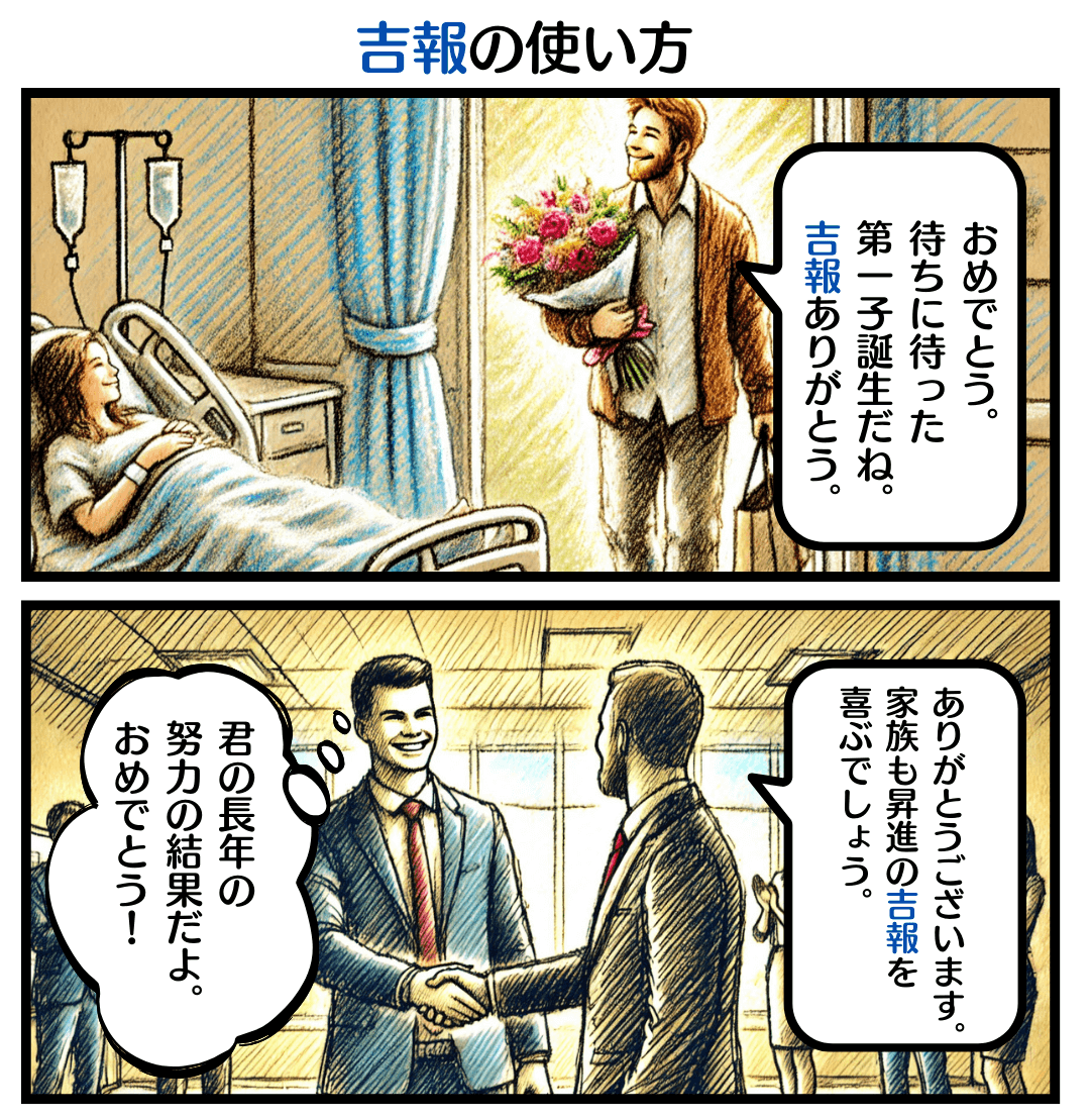 吉報の使い方のマンガ