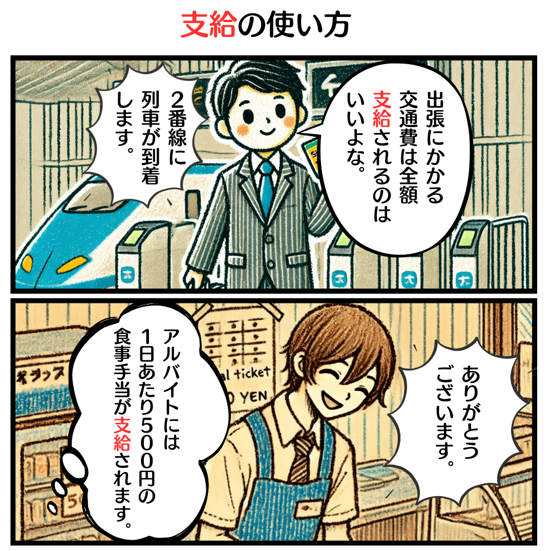 支給の使い方のマンガ