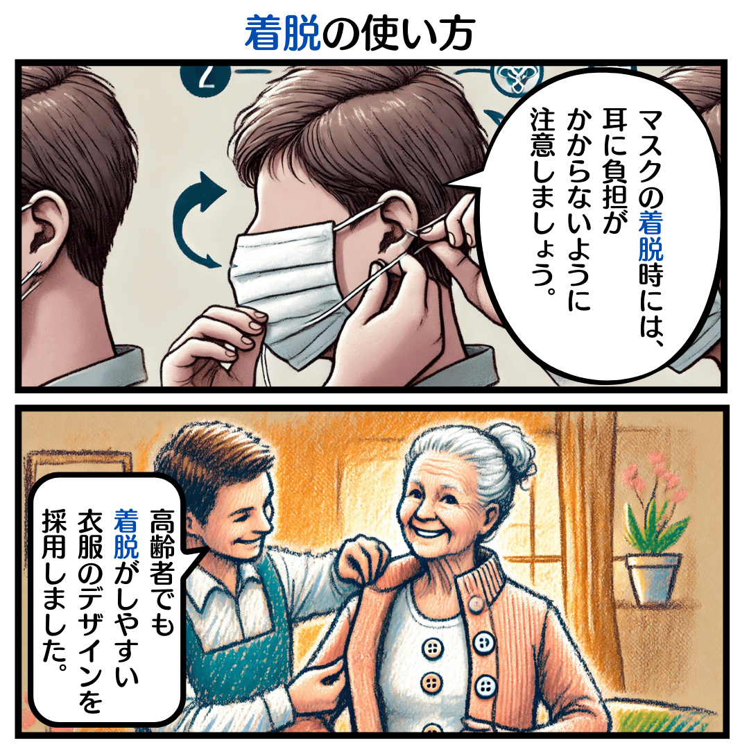 着脱の使い方のマンガ