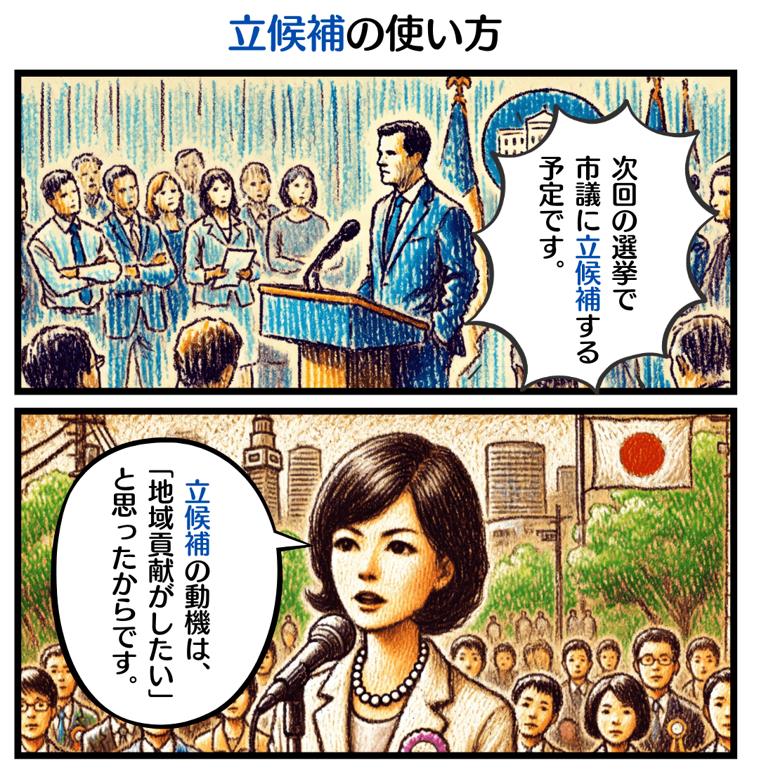 立候補の使い方のマンガ