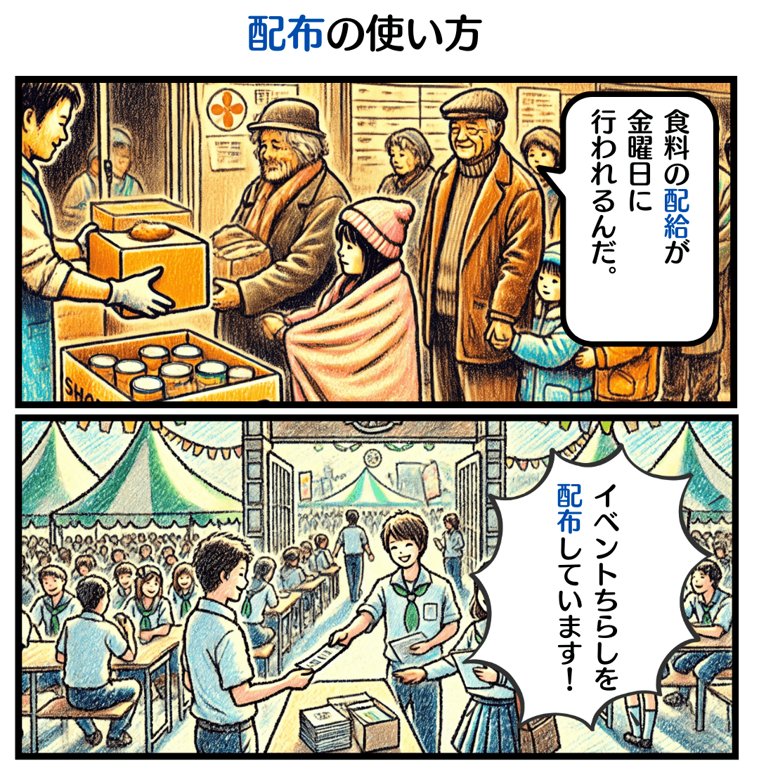 配布の使い方のマンガ